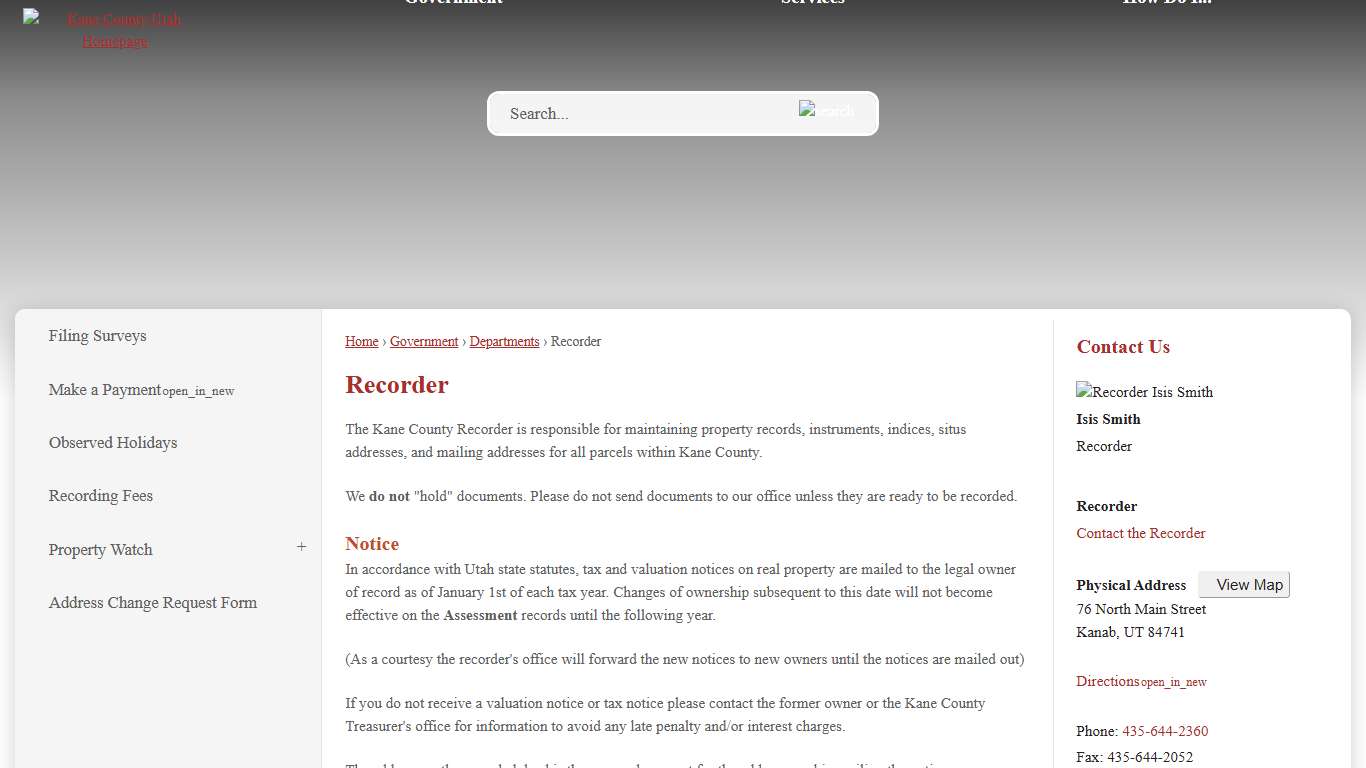 Recorder | Kane County, UT